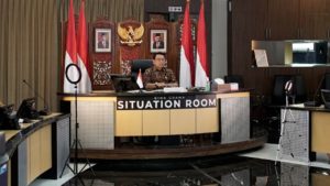 Kepala Staf Kepresidenan DR Moeldoko dalam webinar di Situation Room Bina Graha, Kompleks Istana Kepresidenan, Jakarta.